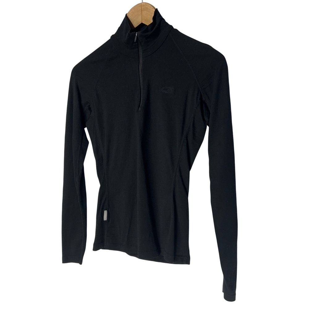 Icebreaker Pure Merino‎ Wool Bodyfit 200 1/4 Zip Base Layer Top Black Slim Fit S - Picture 2 of 13